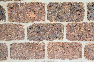 Abstract background of brown laterite stone wall texture background