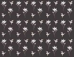 Fototapeta premium Funeral background. Two flowers bouquet seamless pattern. 