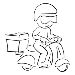 delivery scooter black icon vector illustration. Vector illustration