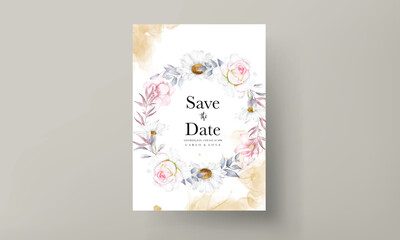 romantic hand drawn watercolor floral invitation card template