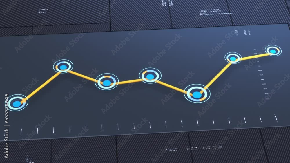 Poster line chart animation intro with random numbers and abstract data, concept of financial business, sto
