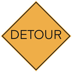 Transparent Road Sign Detour Yellow