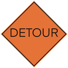 Transparent Road Sign Detour Orange