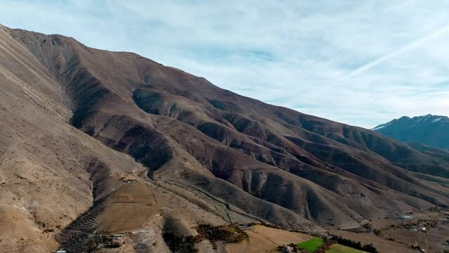 Aerial view of Wilderness landscape, Rugged mountain hillside of Northern Chile