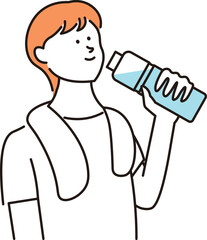 スポーツドリンクを持っている女性のイラスト素材