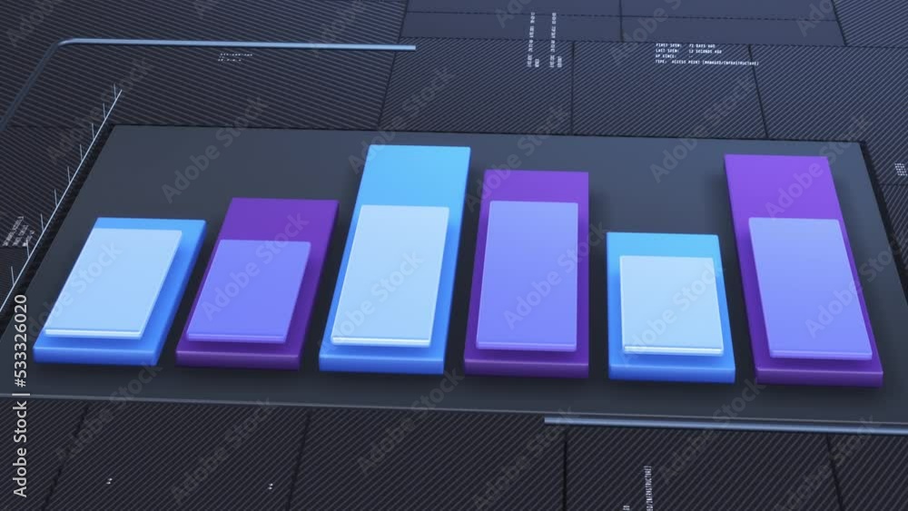 Poster bar chart animation with random numbers and abstract data, concept of financial business, stock mark