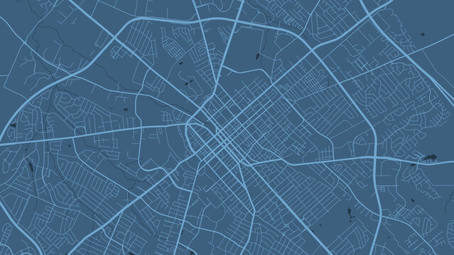 Detailed vector map poster of Lexington city, linear print map. Blue skyline urban panorama.