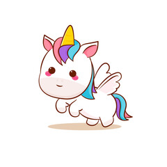 Obraz na płótnie Canvas Cute magical pegasus unicorn cartoon vector. Pony cartoon kawaii animal. Isolated on a white background. 