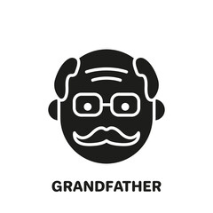 Happy Grandpa Face Silhouette Icon. Old Senior Person Pictogram. Old Grandfather Icon. Retirement Concept. Isolated Vector Illustration