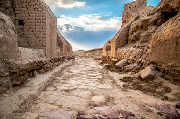 Ruins of the ancient city of Sauran. Historical place of Kazakhstan. Excavations of ancient cities, medieval buildings.
