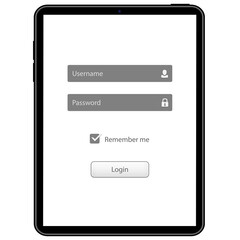 Login page on tablet