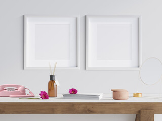 2 frames on a wall, Illustration, 3d rendering