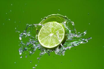 Fresh lime and water splash