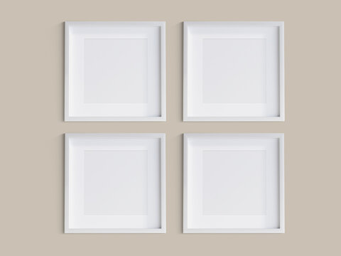 Set of 4 square frames, Illustration, 3d rendering