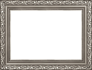 Silver plated empty decorative ornament frame, use horizontal or vertical isolated
