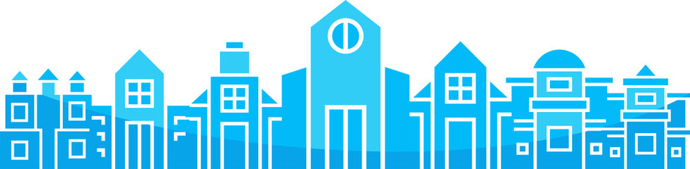 blue city skyscraper illustration