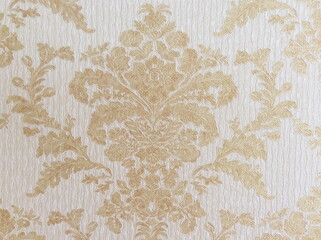 Fragment of colorful retro tapestry textile pattern with floral ornament useful as background