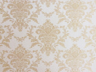 Fragment of colorful retro tapestry textile pattern with floral ornament useful as background