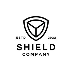 Monoline shield Logo vector design graphic emblem