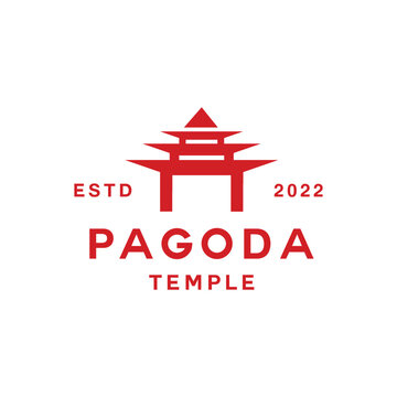 Pagoda Japanese Temple Logo vector design graphic emblem