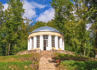Catholic chapel-rotunda on a hill in the forest