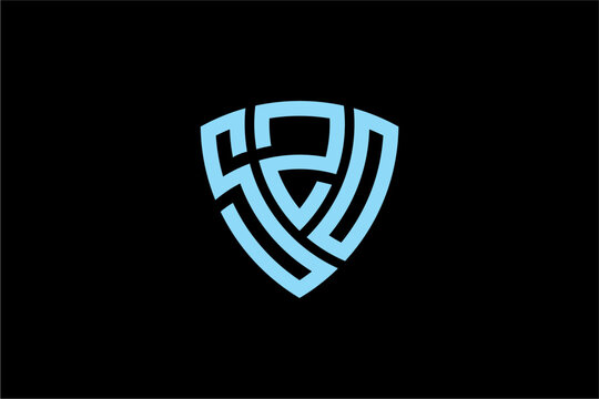SZO creative letter shield logo design vector icon illustration