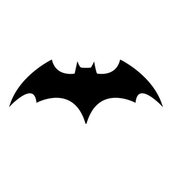 Picture of black bat icon isolated on white background. For Halloween use