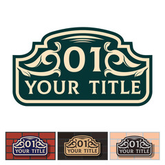 Addressable figured plate with a street number for residential and non-residential premises, houses, shops, cafes. Different colors pattern, isolated vector illustration