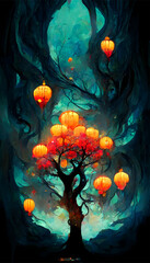 Fototapeta na wymiar Chinese Tree Background