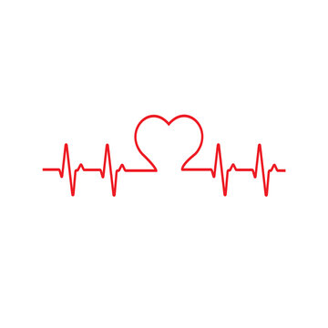 Heart beat cardiogram. Healthcare and fitness concept. Vector illustration.