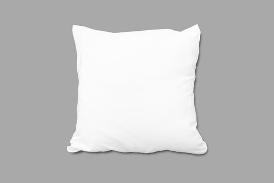 Empty blank square white pillow mockup isolated on background. 3d rendering.