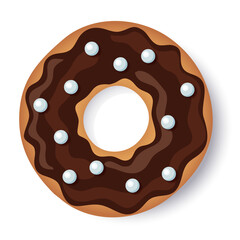 Testy donut illustration with dropping shadow. PNG with transparent background
