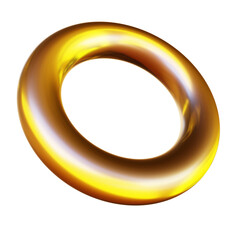 3d golden torus shape motion dynamic png element. Gradient gold metallic geometric figure.