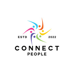 Colorful circle People Logo vector design graphic emblem