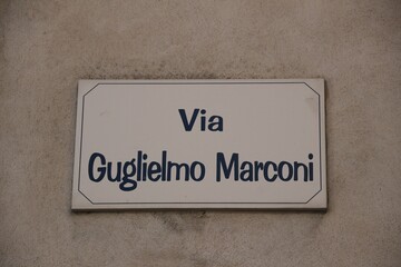 Italy: Road signal (Guglielmo Marconi Street).