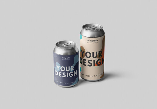 Two Can Mockup of 12 oz and 16 oz on Custom Background