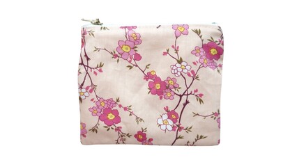 Simple zipper pouch made out of cotton fabric with soft pink color