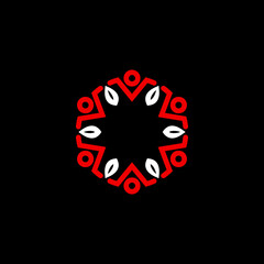 Unique Body or human with leaves around circle image graphic icon logo design abstract concept vector stock. Can be used as symbol related to people or community