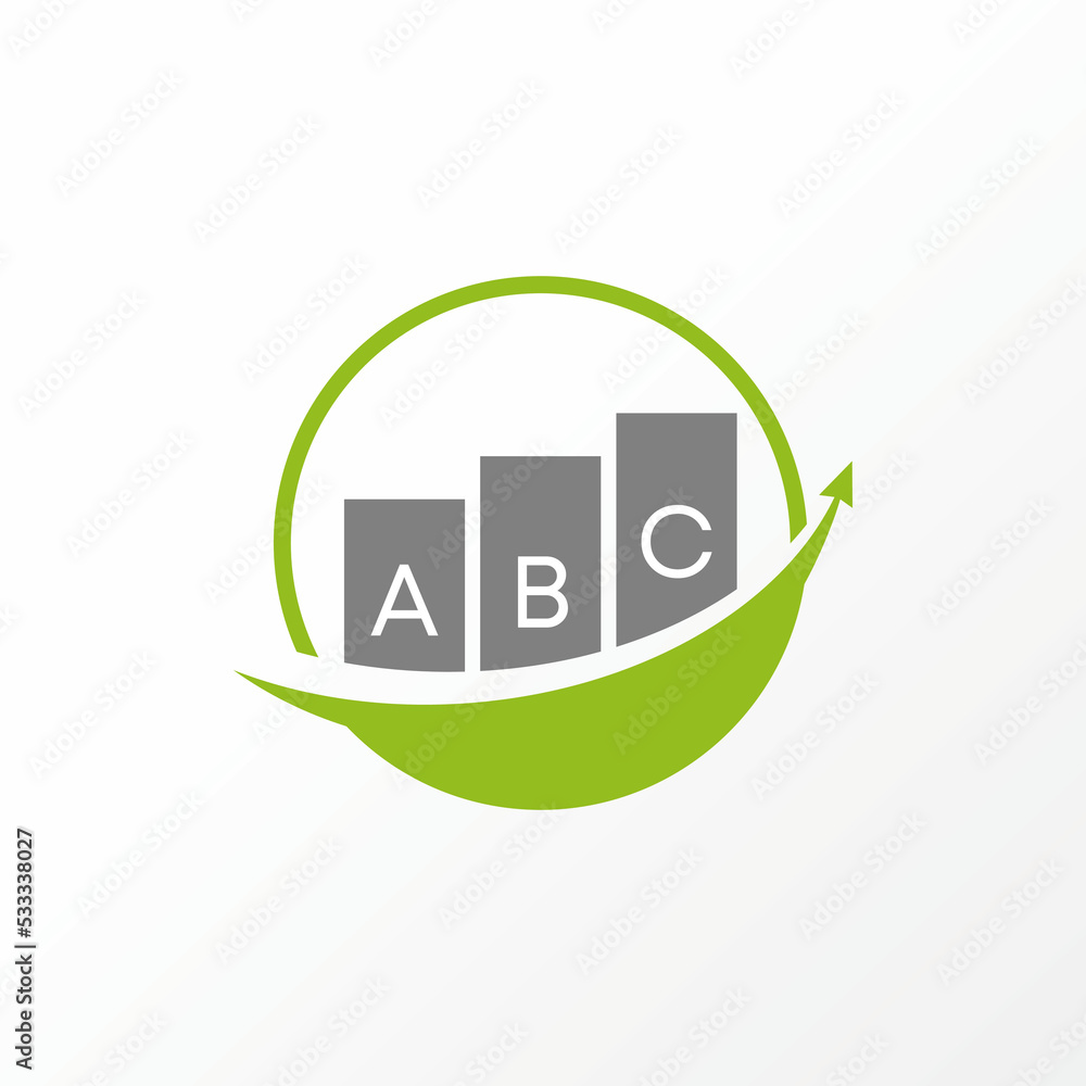 Aufkleber simple and unique chart or trading with arrow and circle image graphic icon logo design abstract con