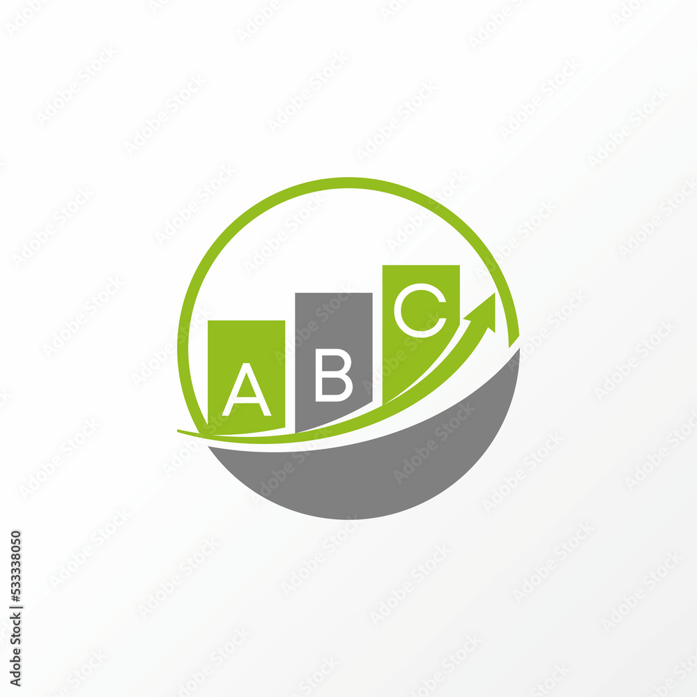 Aufkleber simple but unique chart or trading with arrow and circle image graphic icon logo design abstract con