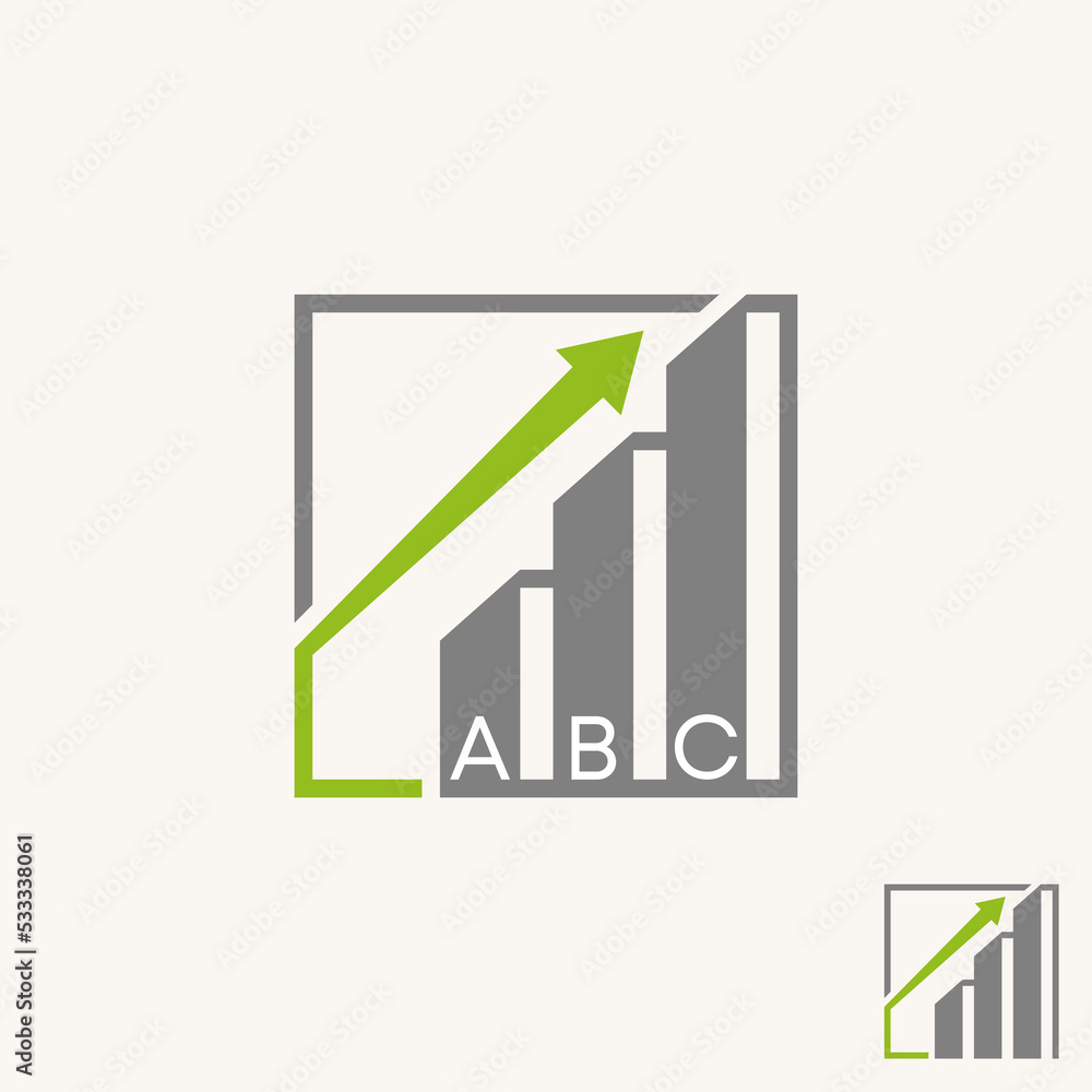 Aufkleber simple but unique chart or trading with arrow and square or rectangular image graphic icon logo desi