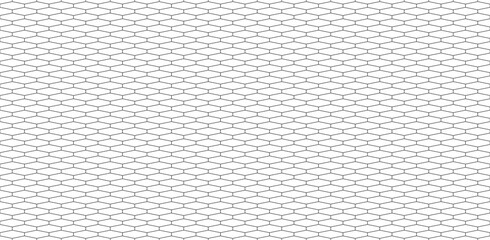 Illustration of diamond shape mesh. The infinite two-dimensional narrow long horizontal hexagon grid. Net and grid background.