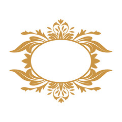 luxury gold floral label frame with damask pattern