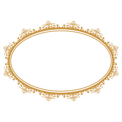 luxury gold floral label frame with damask pattern