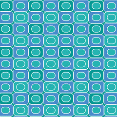 Geometric retro pattern. Squares pattern in blue and green colors