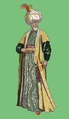Drawing turkish dress for men, traditional, art.illustration, vector