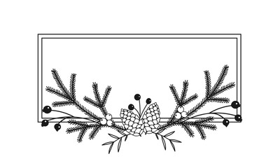 Christmas square floral frame illustration on white background - 533340613