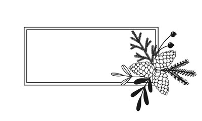 Christmas square floral frame illustration on white background - 533340663