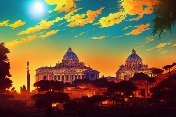  Rome Vatican city , style U1 1 - obrazy, fototapety, plakaty