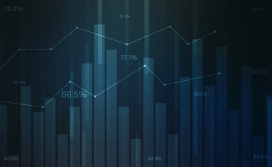 Business Growth graph on technology background, Futuristic raise arrow chart digital transformation abstract technology background. Big data and business growth currency stock and investment economy